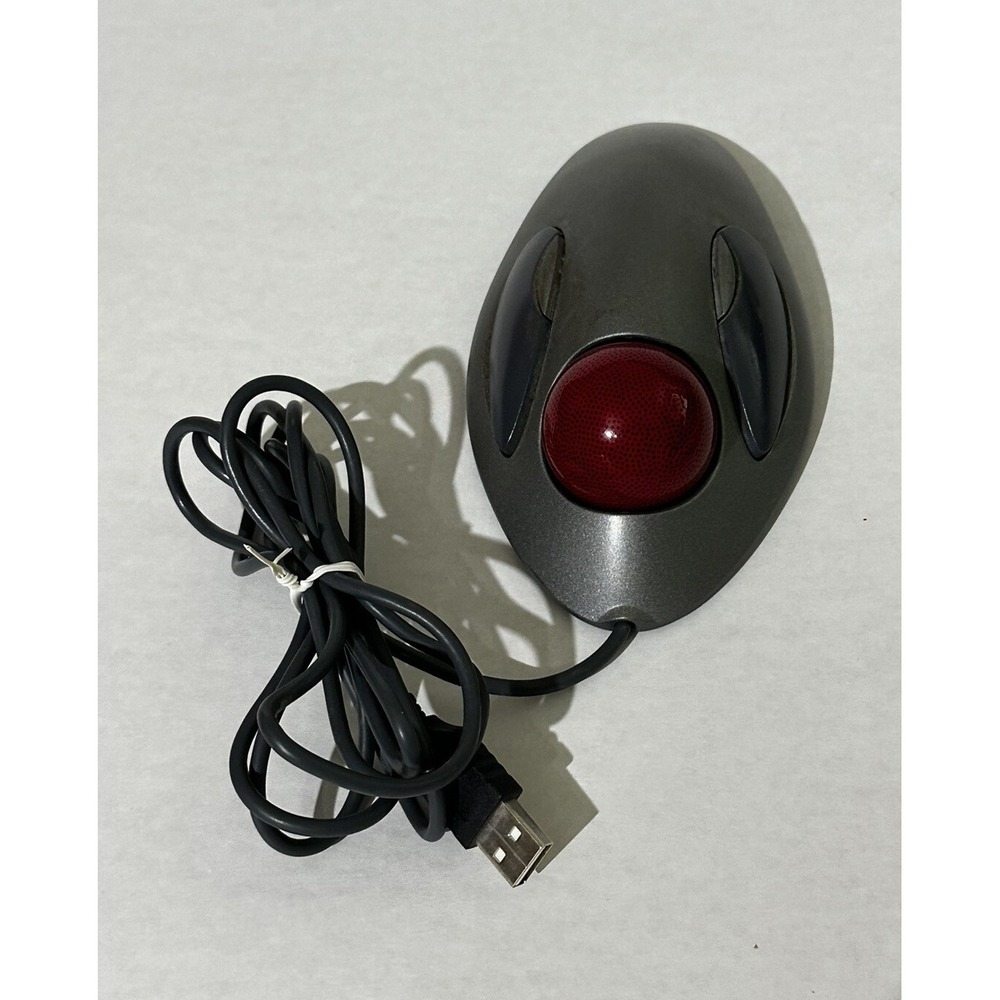 Logitech T-BC21‎ USB Wired Optical Trackman Red Marble Mouse Trackball